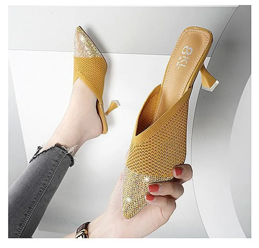 

2021 Fashion Women Sandals Summer Shoes Party High Heel Stiletto Casual Sandals Women Pumps Pointed toe Gladiator Stretch Fabric