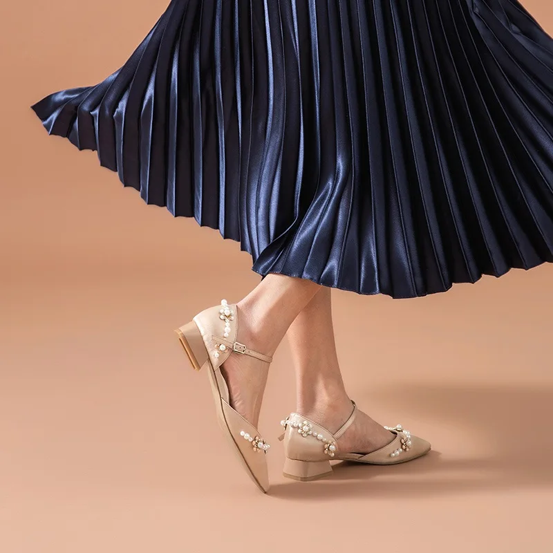 Босоножки BeauToday женские с жемчугом элегантная Летняя обувь ручной работы