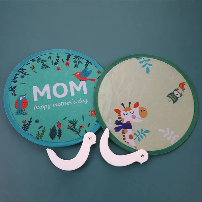 

1pc Portable Folding Fan Mini Pocket Cloth Fan Women Summer Round Fan with Handle Circular Fan Performance Decor Fan Party Gift
