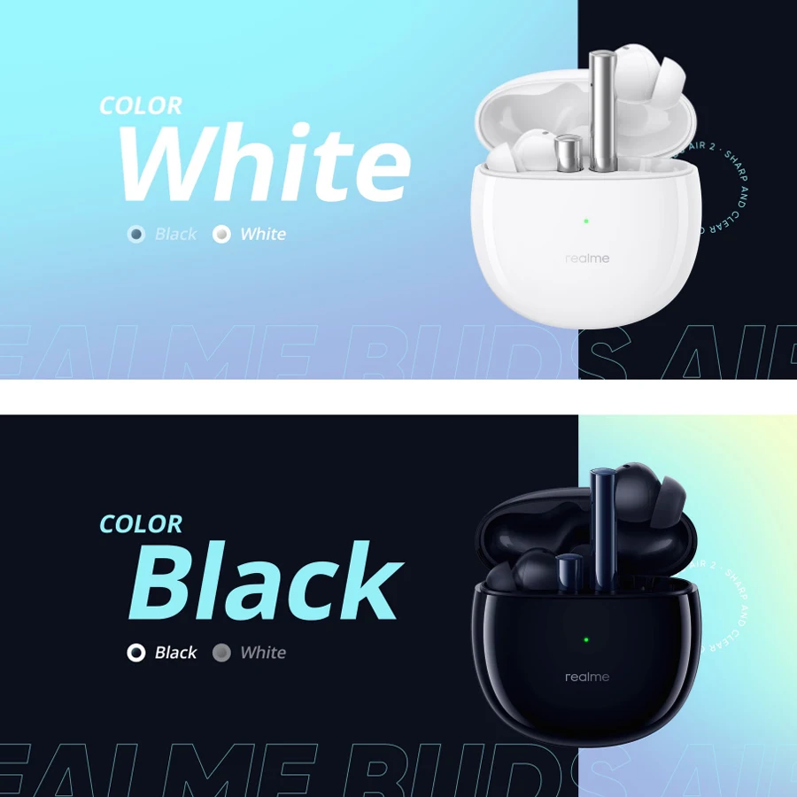 Беспроводные наушники realme buds air 2 ANC влагозащита IPX5 полное воспроизведение за 25