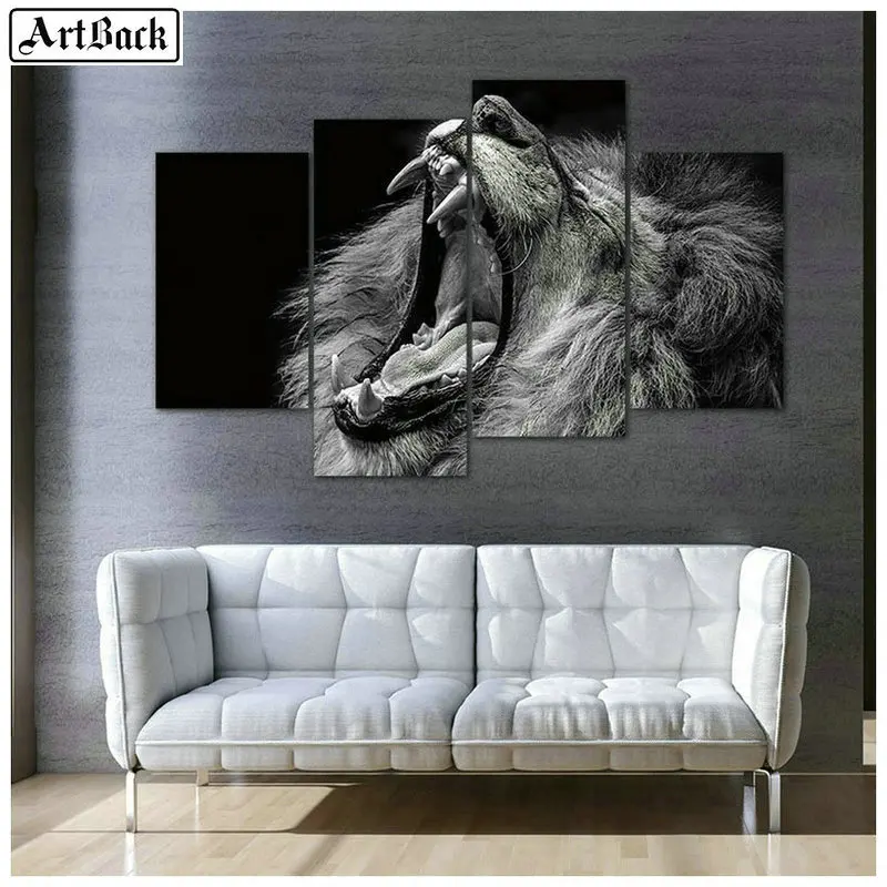 

5d diamond painting angry lion full square / round drill animal decorative painting diamond mosaic sticker crafts