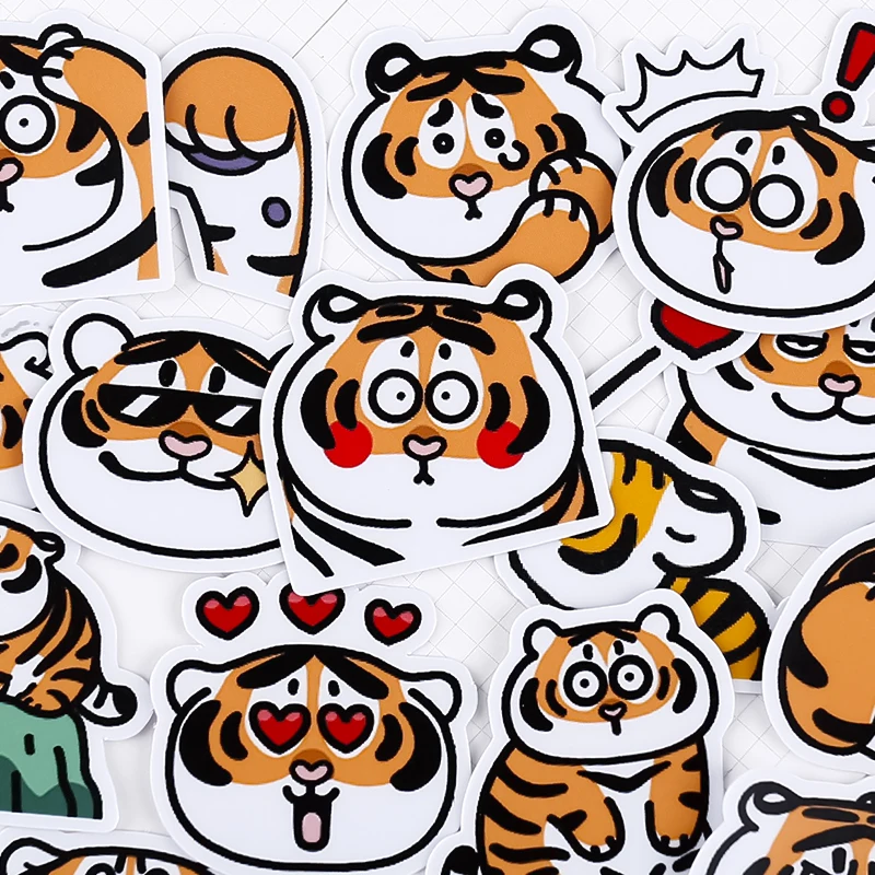 

40PCS Cute little tiger Stickers Crafts And Scrapbooking stickers book Student label Decorative sticker kids toys