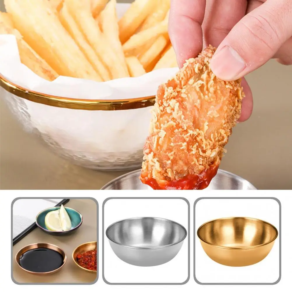 

Fall Resistant Helpful Stainless Steel Sauce Bowl Exquisite Workmanship Seasoning Bowl Reusable for Party
