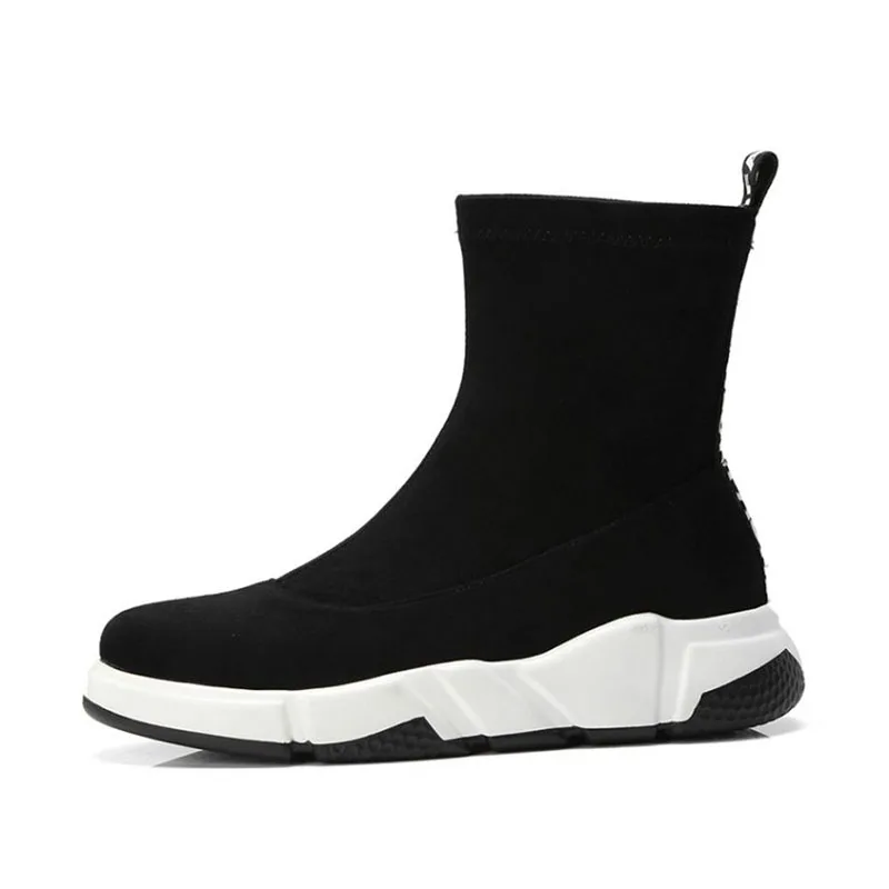 Полусапожки женские Tuyoki черные эластичные на плоской подошве размеры 34-39 | Обувь