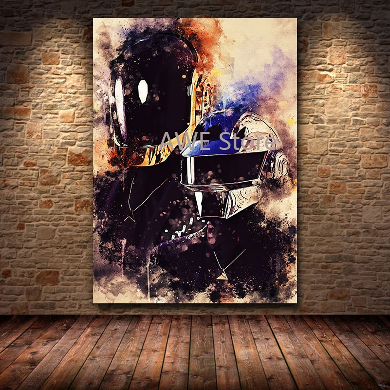 Шлем Daft Punk маска музыка холст картины плакаты и принты на стену абстрактный