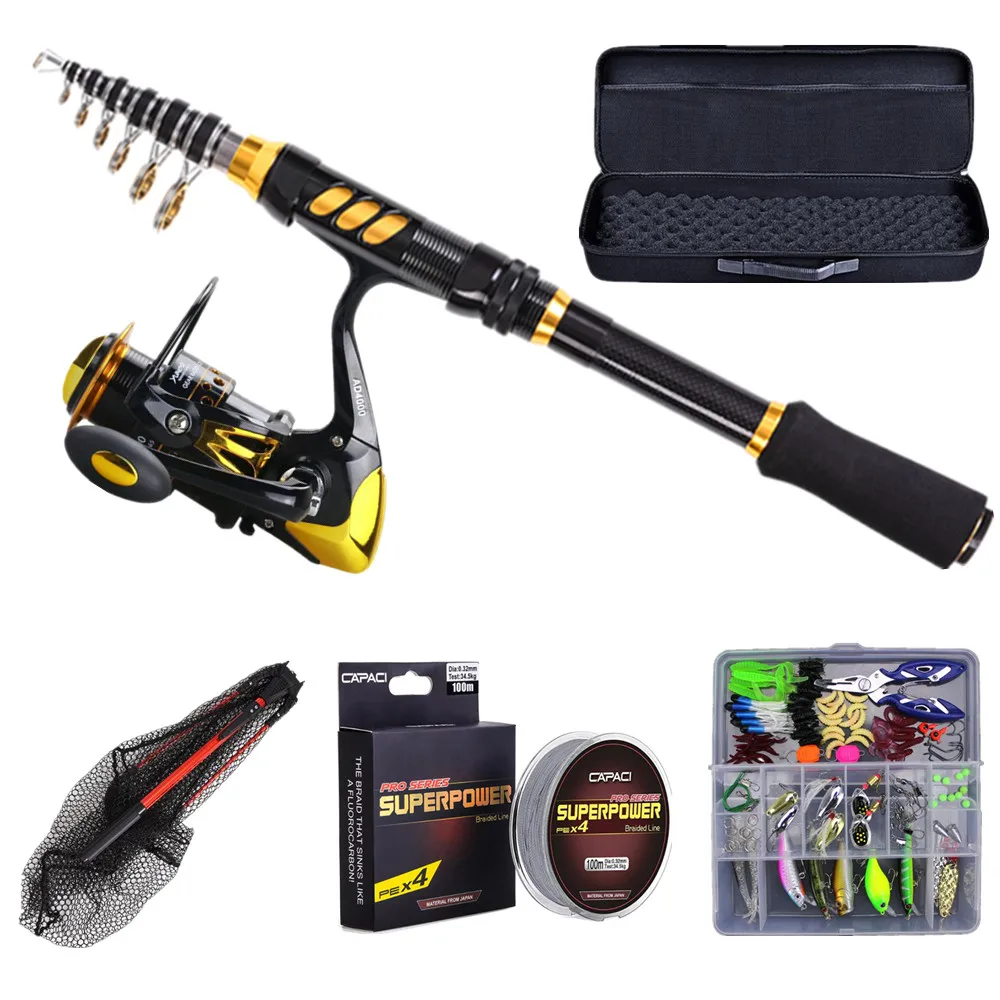 Высококачественный рыболовный комплект для взрослых с катушкой удочки леской и