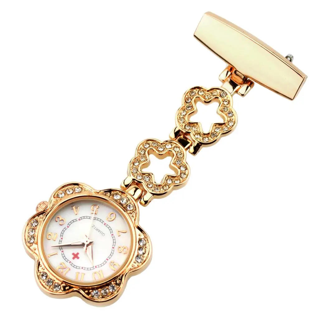 Медсестры цепь брошь со стразами цветок кулон Fob карманные часы | Наручные