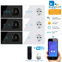 ewelink electrical socket with switch wifi led light touch switch 1 2 3 gang eu socket wall outlet compatible alexa google home