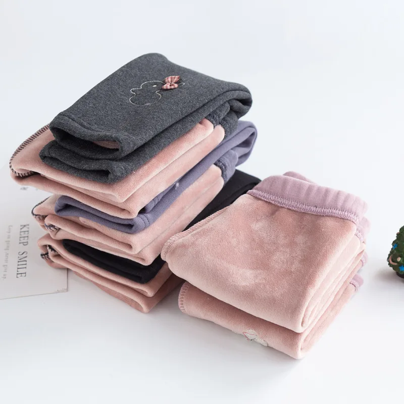 Леггинсы для маленьких девочек зимние детские плотные теплые длинные штаны