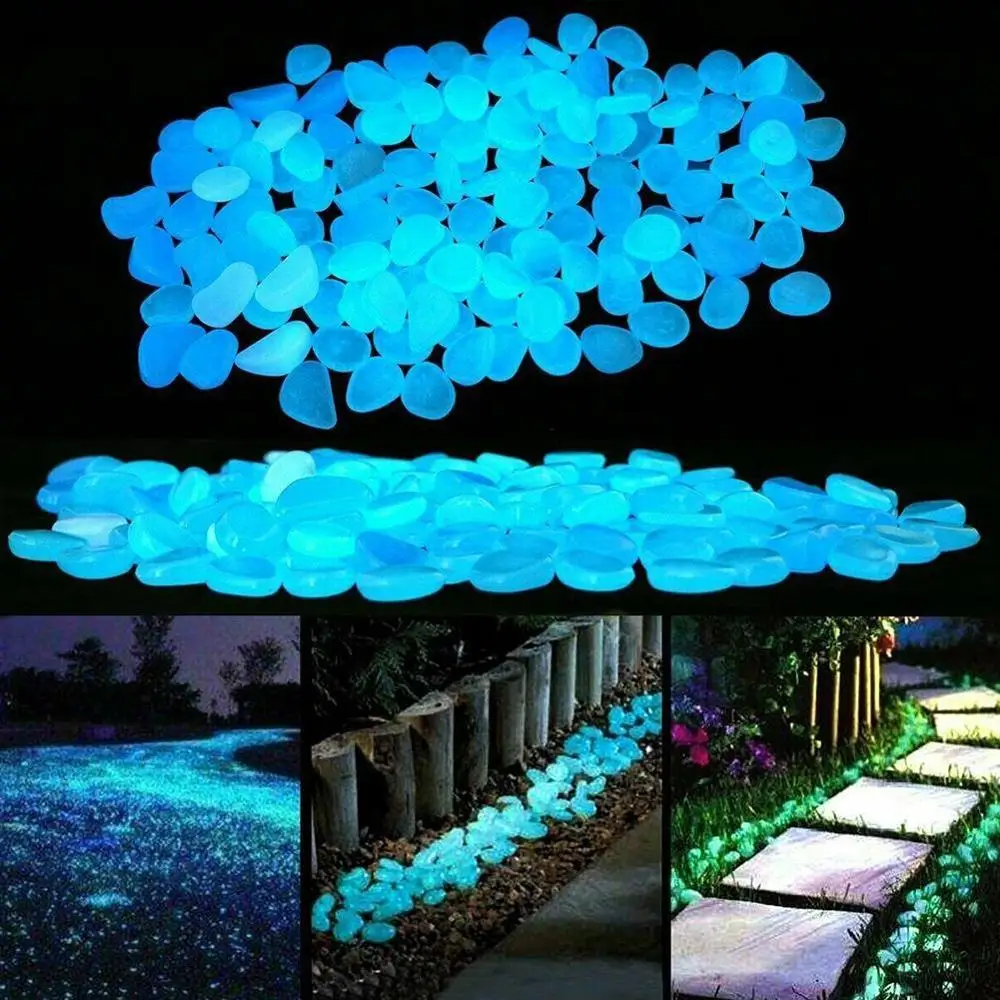 

100pcs Garden Luminous Glowing Stone Pebble Glow in the Dark Garden Glow Stones Rocks for Walkways Garden Path Patio Lawn Decor