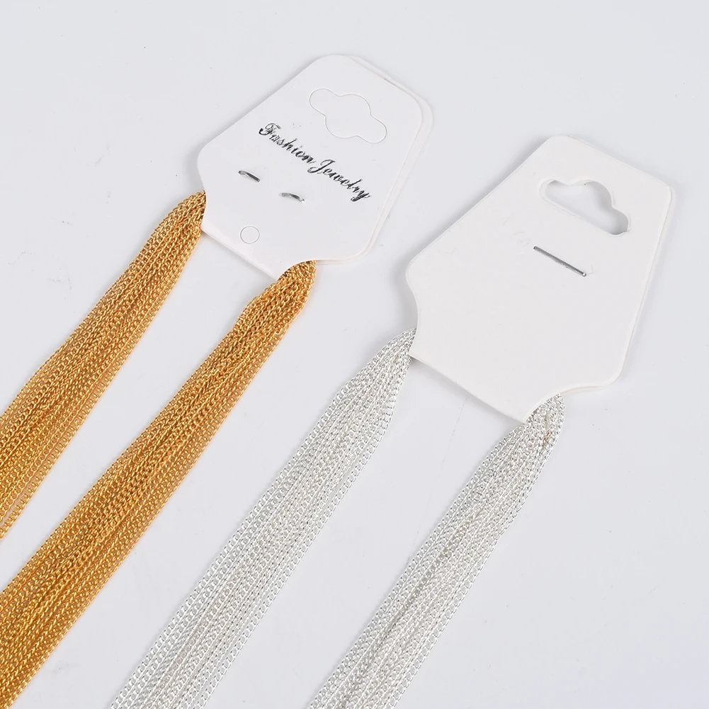 

12Pcs Chains Necklaces 2mm Gold Silver Link Cuban Encryption Chain For DIY Jewelry Making Necklace Bracelet Crafts Accessories