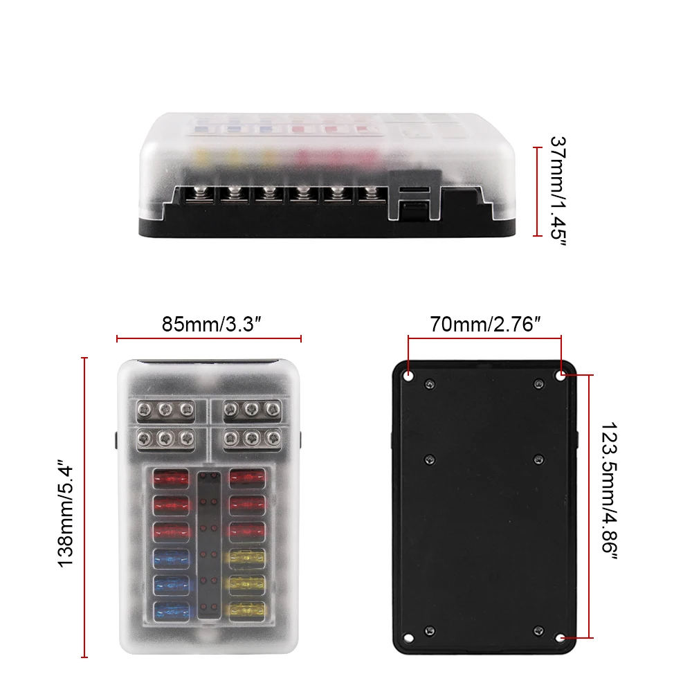 12-блок предохранителей Пластик крышка Держатель плавкого предохранителя гайка