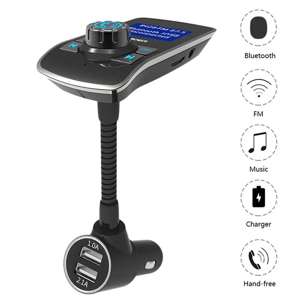 Car mp3 color large screen 1.44 inch U disk music player Bluetooth receiver fm transmitter fast charge car charger | Электроника