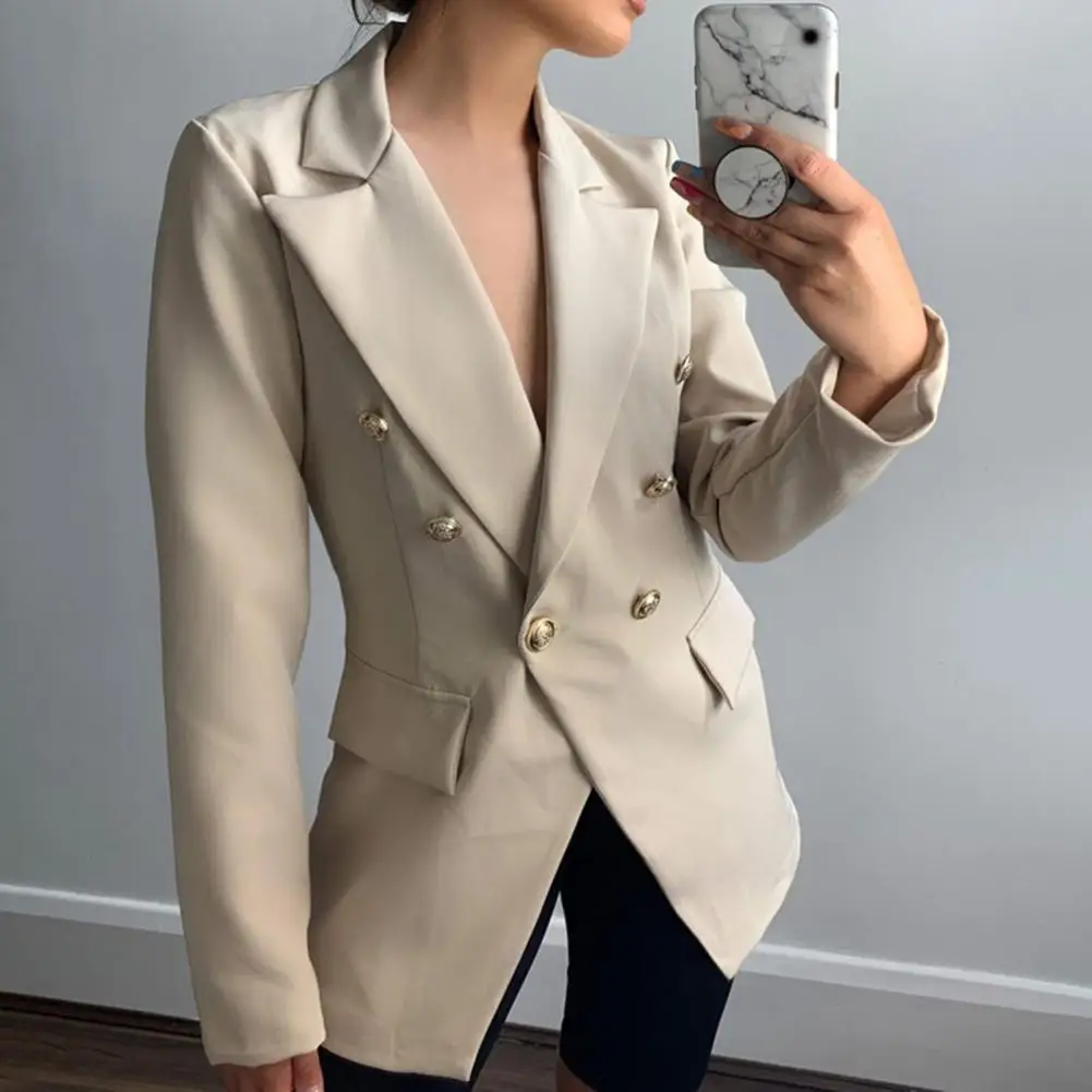

Hot Sale 2021 New Women's Jacket Fall And Winter Suit Collar Long Sleeve Cardigan Blazer Solid Color Lady Fashion Casual Suits