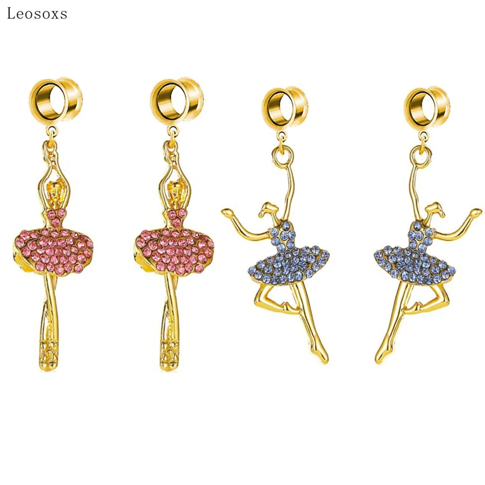 

Leosoxs 2pcs Fashionable Temperament Hot Style Ballet Dancing Girl with Ear Expansion Body Exquisite Piercing Jewelry
