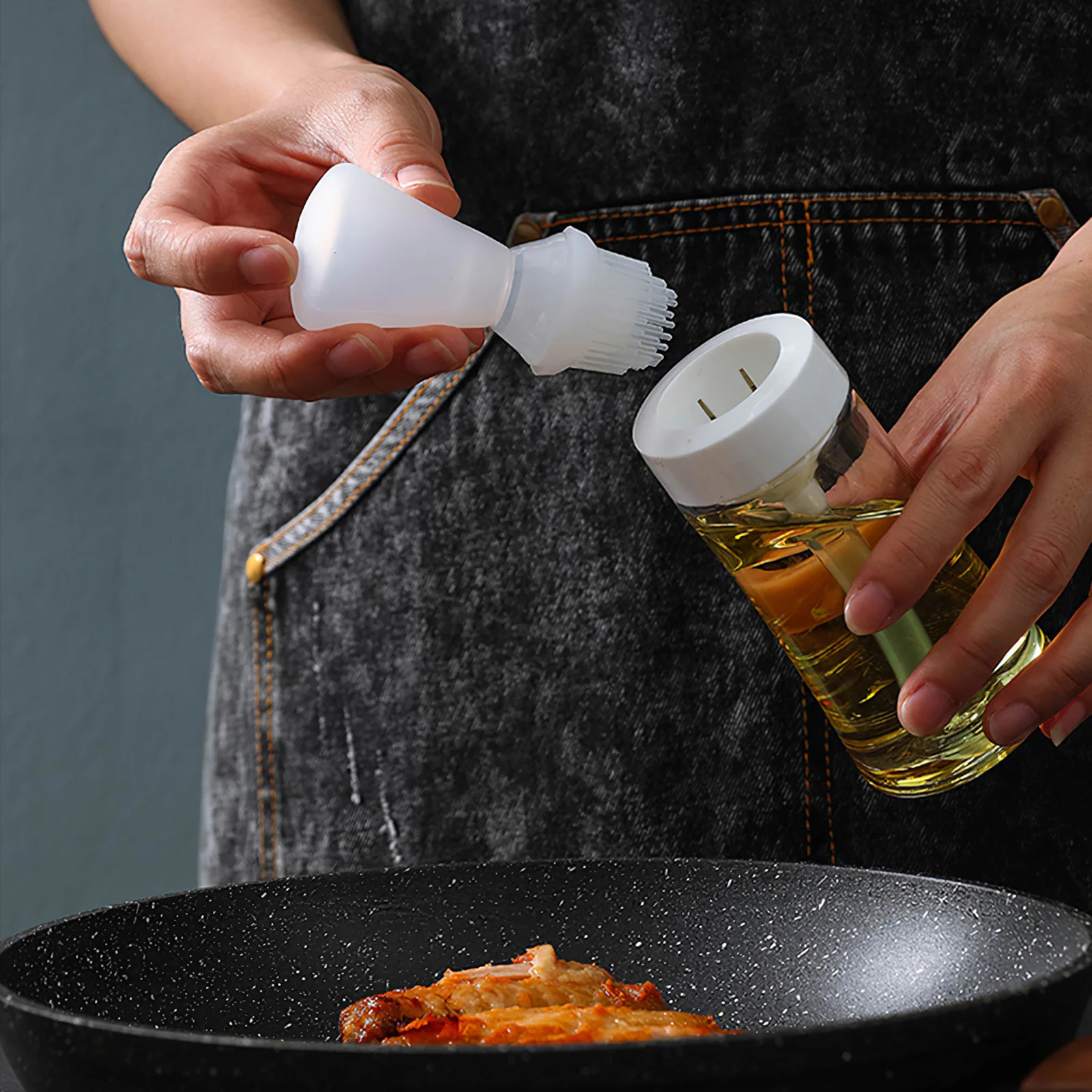 Щетка для барбекю с бутылкой, щеточка для высокотемпературного масла, для пищевых продуктов, для выпечки, приготовления барбекю, столовые п...