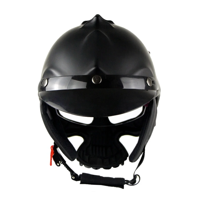 Casco Moto винтажный крутой шлем полулицевой череп цельный высококачественный Abs Porta