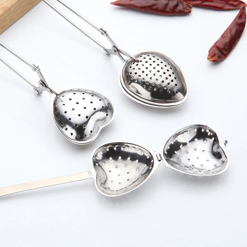 

Stainless Steel Tea Infuser Double Handle Mesh Scalloped Round Heart Shaped Filter Strainer Housewares Kitchen Tools