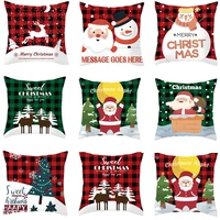 christmas red green lattice pillowcase elk snowman pillow case cushion cases santa claus pillow cover xmas cushion cover