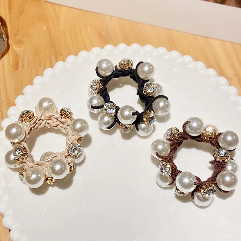 Резинка для волос женская с жемчугом Стразы |