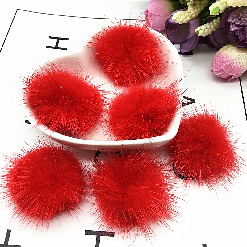 5Pc 4cm Mink Pompoms Fur Balls for Sewing on Knitted Beanies Keychain and Scarves Shoes Hats Earring Pom DIY Accessories | Дом и сад