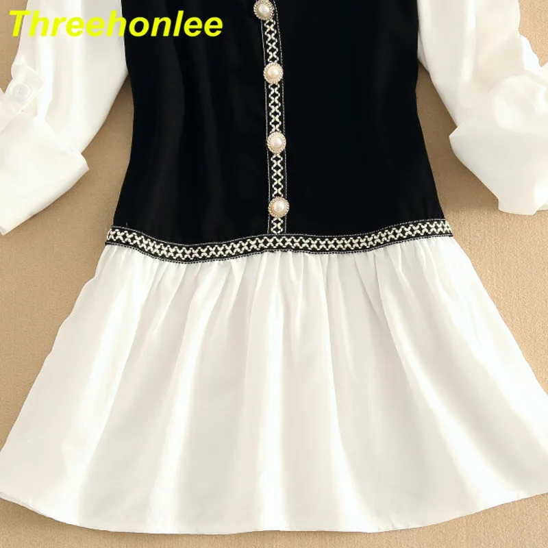 

2021 White Black Color Patchwork Ruched Ruffle Blouse New Women Shirts Tops Elegant Stripe Shirt Korean Fashion Casual Shirt