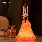Креативный космический корабль ракета 3D печать Светодиодная настольная лампа Детская Кабинет Спальня прикроватная Usb зарядка ночсветильник детское украшение