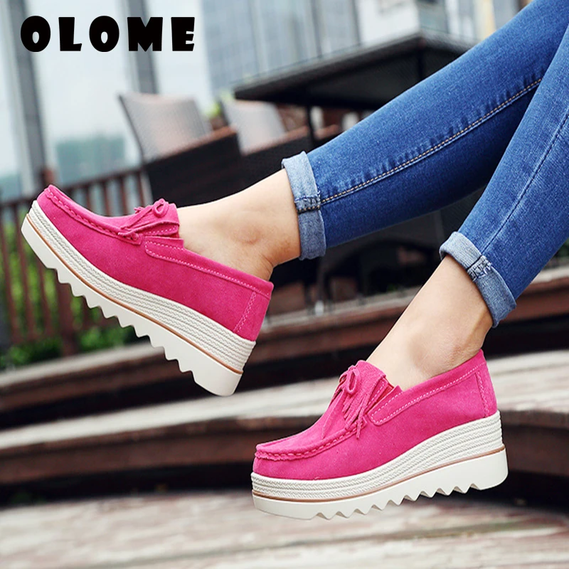 Slip On Flats Leather Suede Ladies Loafers Casual Summer Autumn