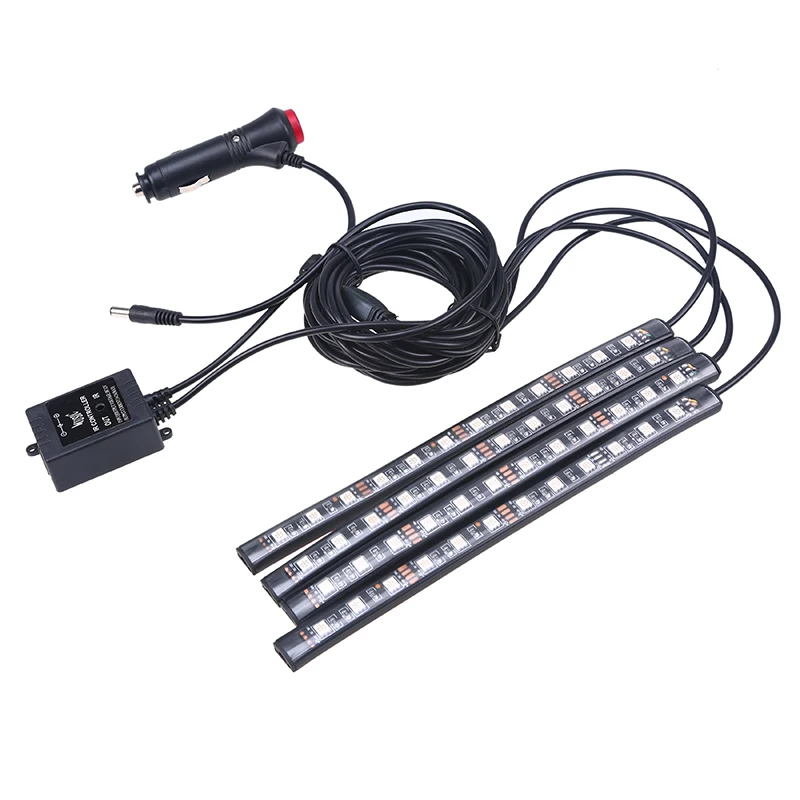 4 в 1 автомобисветильник Светодиодная лента RGB с пультом ДУ|car interior lights atmosphere|car lamp