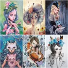 Набор для алмазной вышивки сделай сам, картина из аниме сделай сам с квадратнымикруглыми стразами, с рисунком цветов для девочек, мультяшный Набор для вышивки крестиком, мозаика, домашний декор