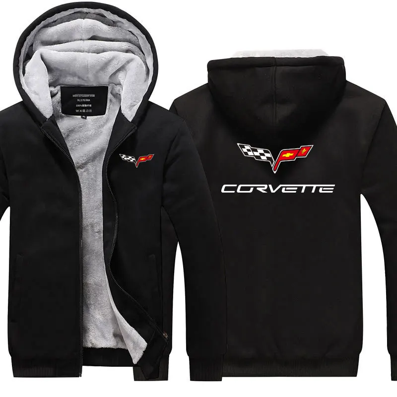

Casual Men Cotton Warm male Chevrolet Corvette sweathshirt hoodies zipper coats Male thicken jackets