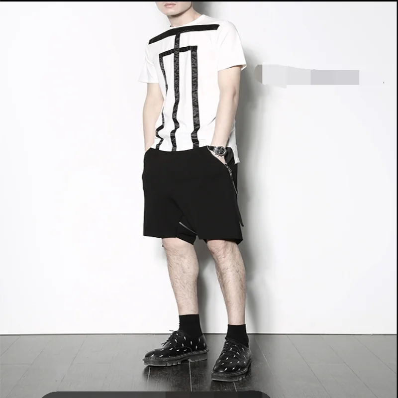 Men's Casual Shorts Summer New Dark Elastic Waist Large Zipper Splicing Design Low-Grade Loose Fashion Versatile Shorts