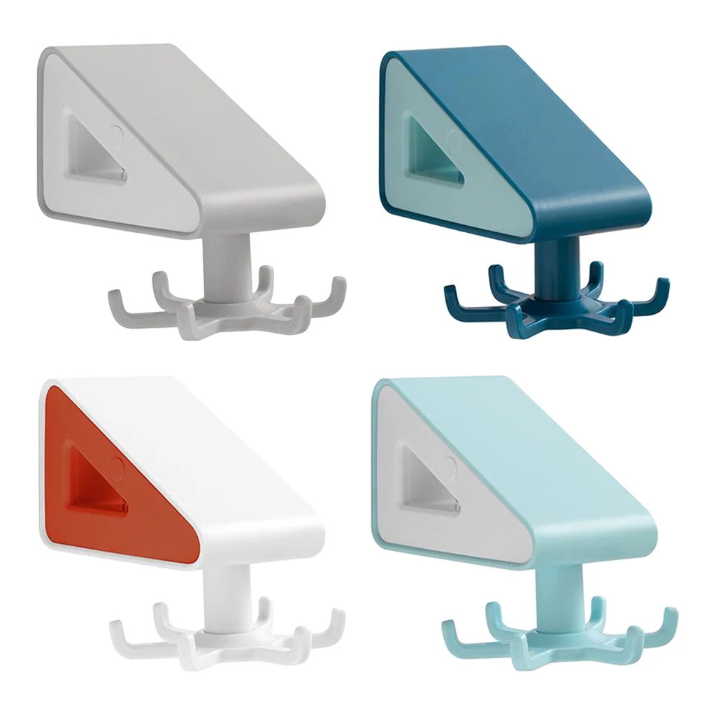 

360 Rotating Kitchen Utensil Hanger Toilet Paper Holder Self Adhesive Storage 6 Hooks Bathroom Laundry Room