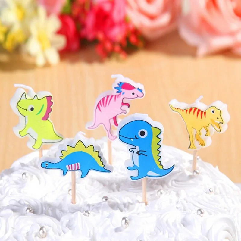 5 детской свечи в форме динозавра необычное ремесло цветная мультяшная свеча на