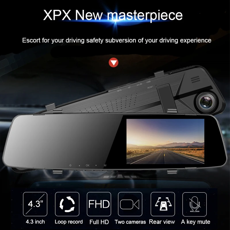 Dash cam ZX847 Автомобильный видеорегистратор зеркало dvr камера заднего вида Автомобильный видеорегистратор зеркальная камера автомобиля Full HD 1080P G-srnsor Автомобильная камера зеркало заднего вида
