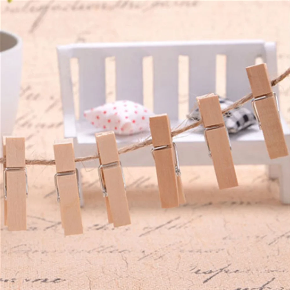 

30Pcs Natural Wooden Photo Clips Mini Clothespins Multi-function Paper Message Pegs(3x0.4cm)