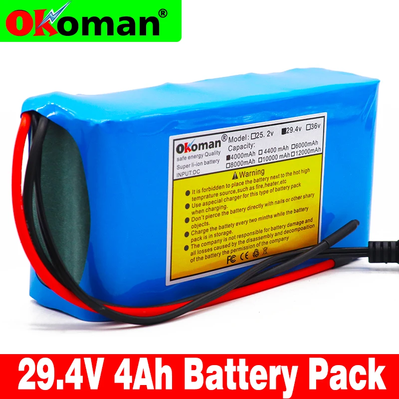 Большая емкость 24В 4Ah 7S2P 18650 аккумулятор литий-ионный 29 4 V 4000mAh Электрический