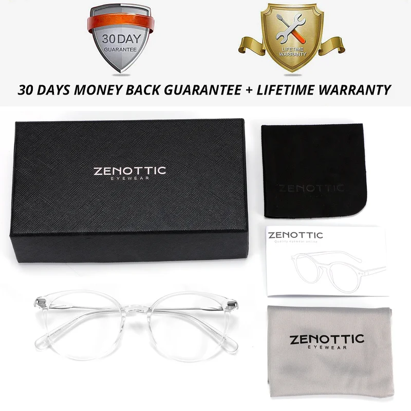 

ZENOTTIC Acetate Round Anti Blue Light Glasses Frames Women Computer Gaming Spectacles Optical Myopia Prescription Eyewear