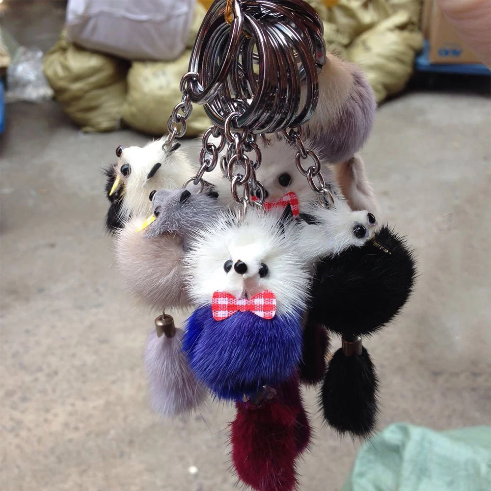 Очаровательная Пышная юбка Брелки кулон норки меховой отделкой на искусственном