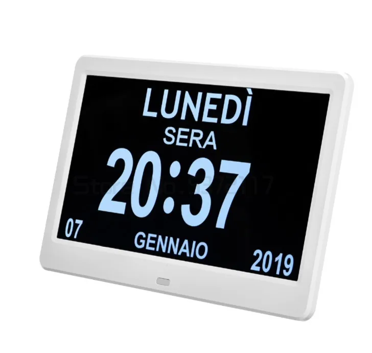

Digital Day Clock LED Calendar Day/Week/Month/Year Electronic Alarm Clock for Impaired Vision People Home Decor