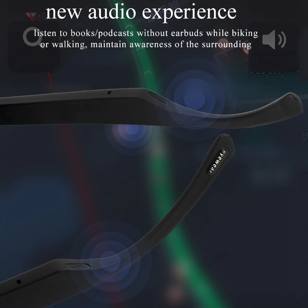 저렴한 AIKSWE 스마트 안경 BT5.0 선글라스 터치 무선 스테레오 음악 서라운드 사운드 야외 스포츠 안경 블루투스 호환성