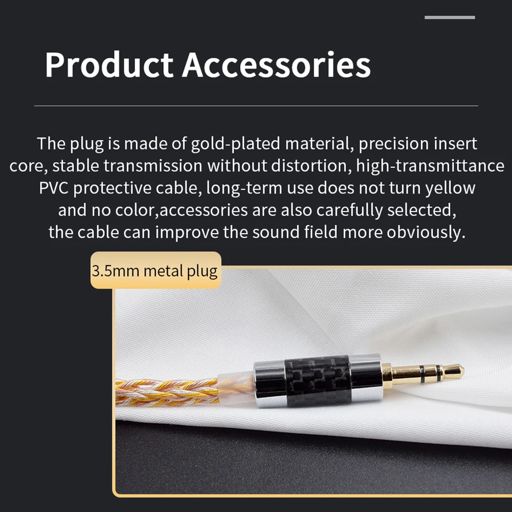 Сменный кабель в оплетке золотистый серебристый медный 3 5 мм 2-контактный для