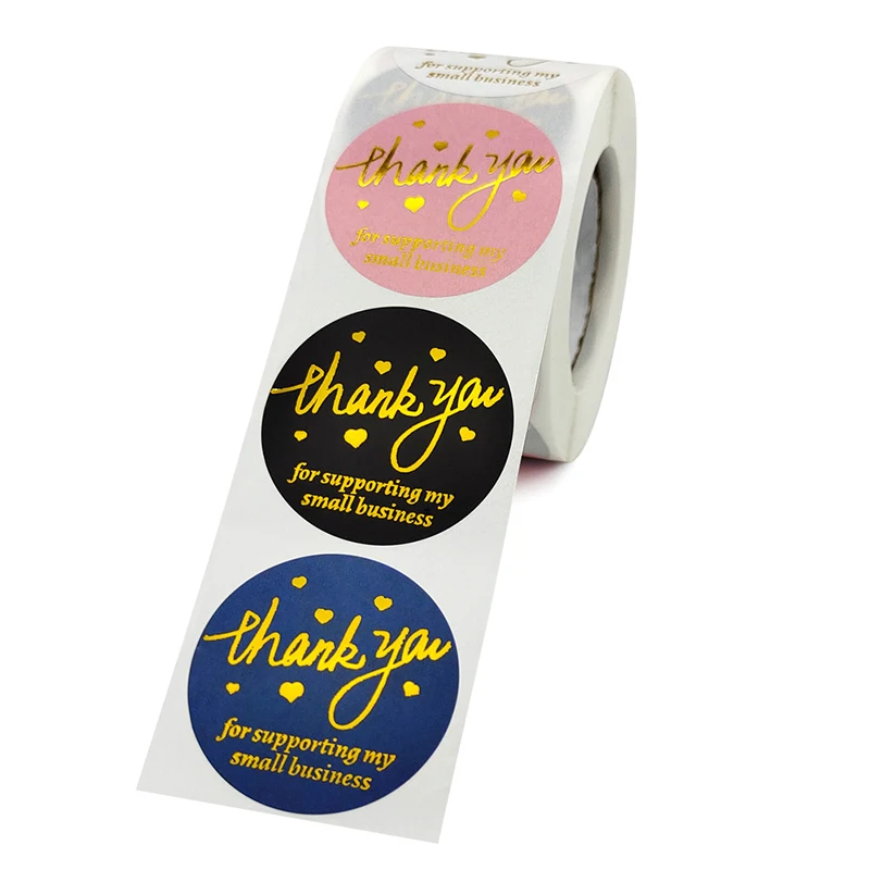 

Bronzing Thank You Stickers Roll Colorful 500-Count Stickers Round for Wedding Birthday Party Favor Holiday Celebration JDH88