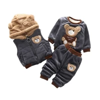new winter baby girl clothes suit children boys thick hooded vest t shirt pants 3pcssets toddler casual costume kids tracksuits
