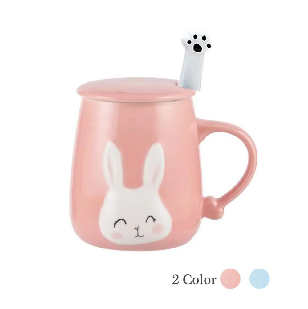Забавная чайная кофейная кружка кролик зайчик 13 унций милая зеркальная с крышкой