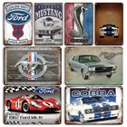 Винтажный автомобильный постер Ford Mustang Shelby, Кобра, металлический знак, украшения для дома и комнаты, декор для стен гаража, плакат, металлическая пластина