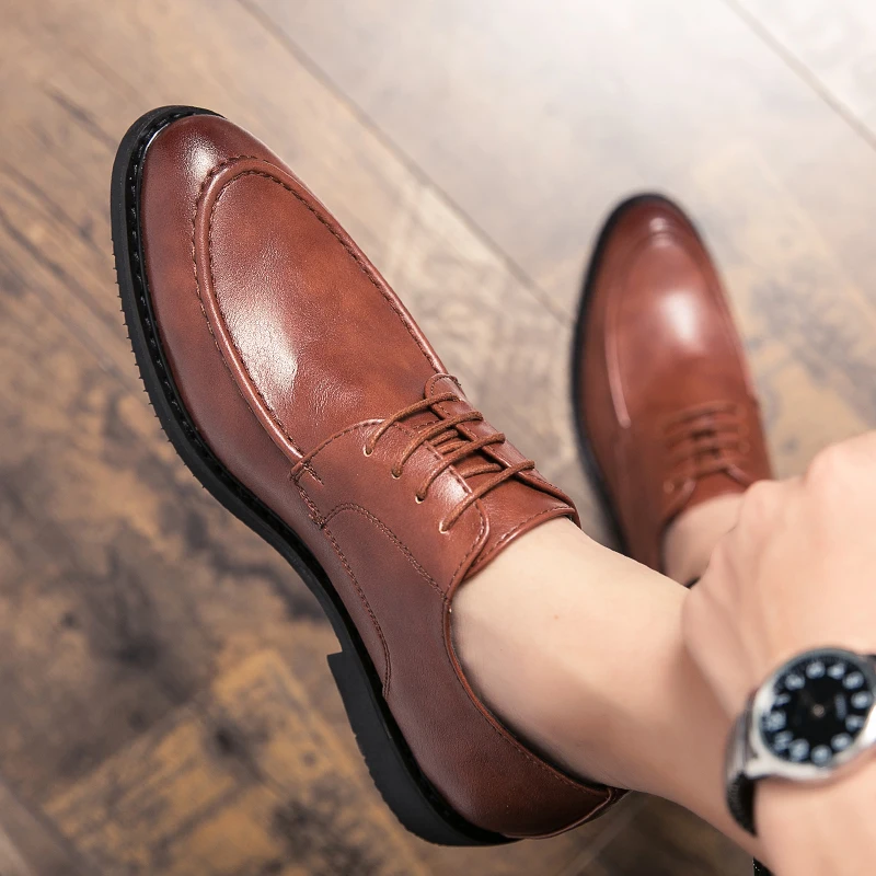 

2021 Spring Leather Soft Casual Breathable Men's Flats Slip-On ShoesFashion Office Oxford for Men Wedding Formal Footwear