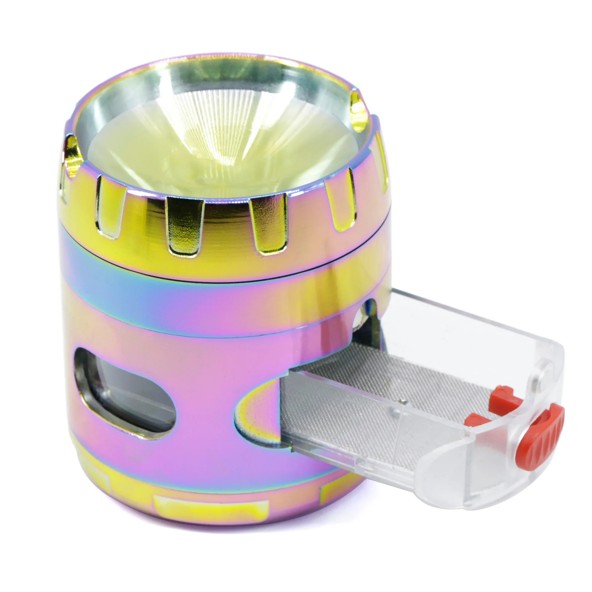 

Rainbow Metal Grinder 4 Parts Mesh Screen Pollen Catcher With Drawer Smoke Herb Spice 63mm Weed Grinder Crusher