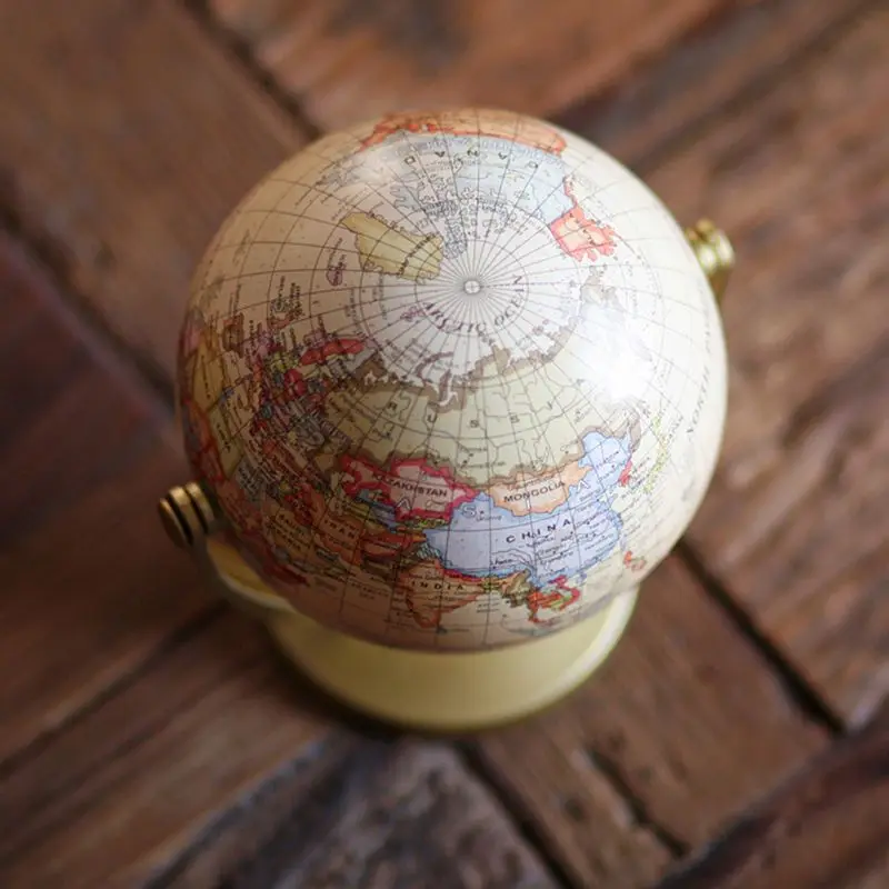

Vintage English Edition Globe World Map Decoration Earth Globes with Base Geography Classroom Home Office Decoration