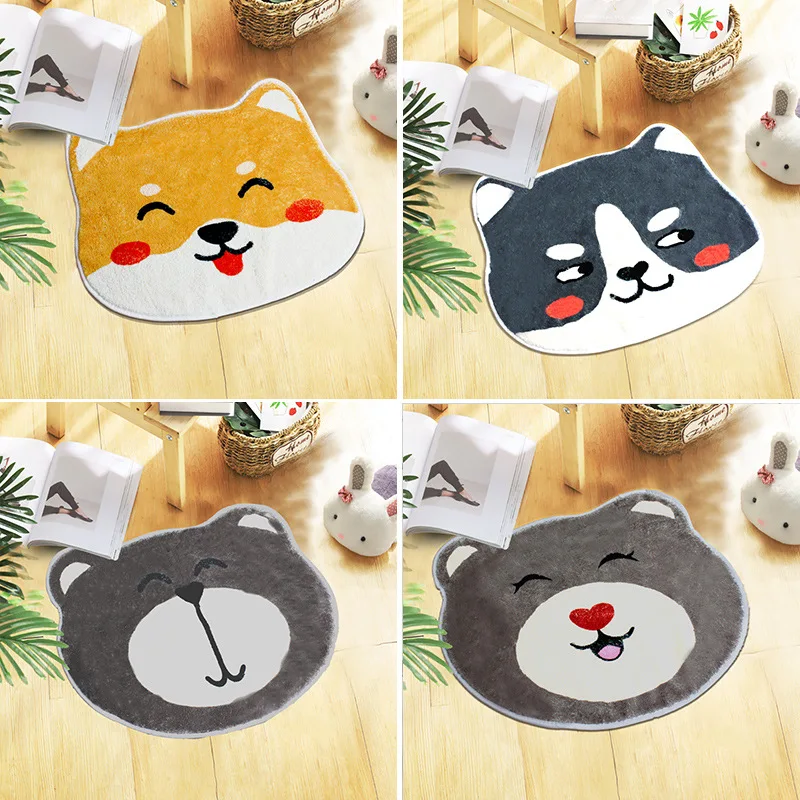 

Creative Cute Cartoon Shiba Inu Dog Cat Pattern Non-Slip Floor Doormat Flocking Bathroom Mats Carpet Kitchen Absorbent Pad Rugs